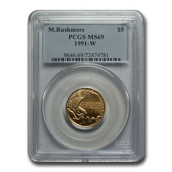 1991-W Gold $5 Commem Mount Rushmore MS-69 PCGS 1991-W Gold $5 Commem Mount Rushmore MS-69 PCGS